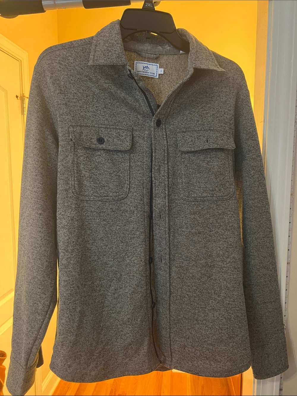 Southern Tide Grey Button-Up Shirt Jacket
